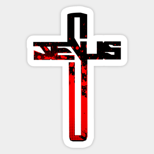 Red and Black Jesus Cross Sticker